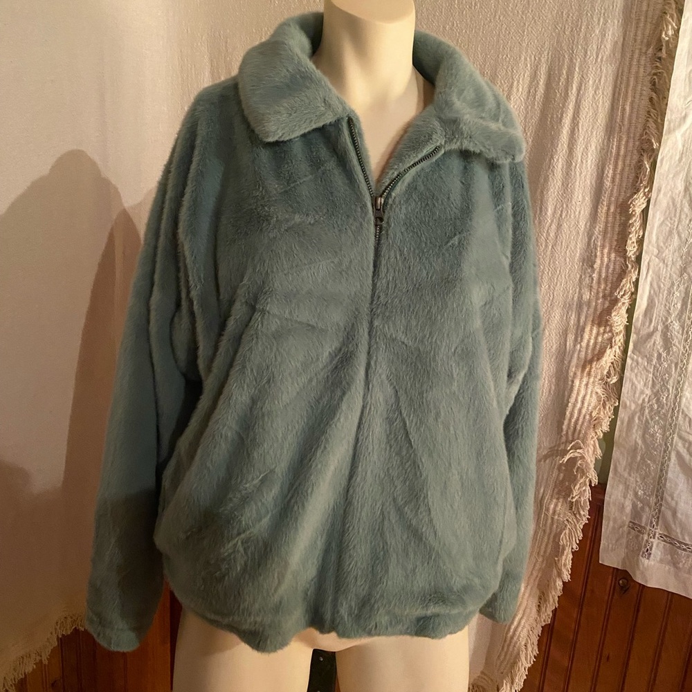 O'Neill Faux Fur Teddy Jacket in Sage Green